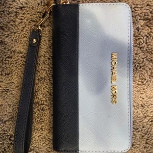 Michael Kors blue/navy wristlet with phone insert